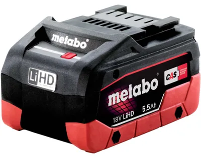 Zdjęcie produktu dla Metabo 625368000, Bateria, Lithium-Ion High Density (LiHD), 5,5 Ah, 18 V, Metabo, Czarny, Czerwony