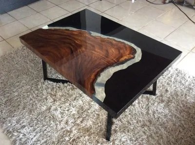Produktbild von Couchtisch River Table Epoxidharz Massiv Tische 70x40 Flusstisch Echtes Holz
