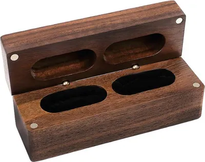 Produktbild von Ringbox aus Holz, Ringhalter-Box, weiches Futter, Aufbewahrungskoffer für Doppelringe für Heiratsantrag, Verlobung, Hochzeit