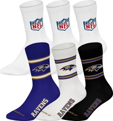 Produktbild von NFL Uni Socken, 6er Pack - NFL Teams, 6Pack Crew Socks, Football, Logo, Baumwollmischung Baltimore Ravens/Weiß 39-42