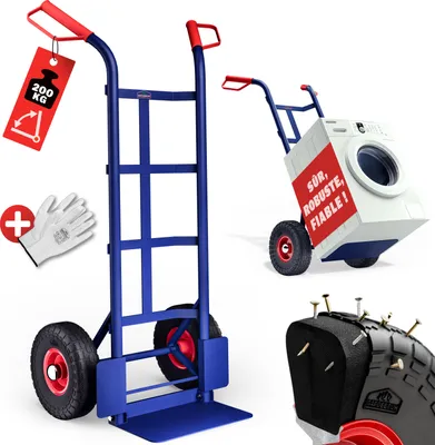 Image de GARDEBRUK® Diable pliant pneus pleinsPolyuréthaneincrevable max. 200kg déménagement charge lourde atelier diable de manutention chariot transport