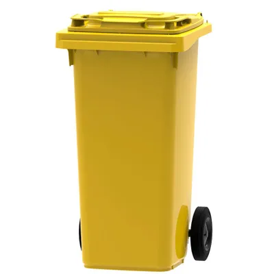 Produktbild von PROREGAL Premium 2-Rad-Mülltonne MGB | 120 Liter, HxBxT 97,4x47,9x55,5cm | HDPE-Kunststoff | Gelb