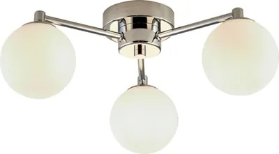 Produktbild von Deckenlampe Glas Metall G9 40 cm breit Chrom Weiß 3-flammig Kugelschirm Jugendstil Deckenleuchte