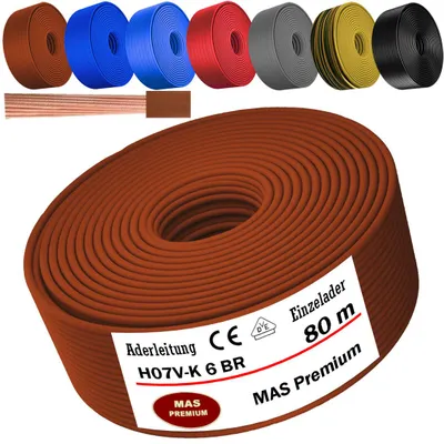 Zdjęcie produktu dla 80 m elastycznego kabla jednożyłowego H07 V-K BR 1x6 mm² brązowy