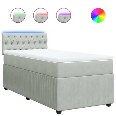 Produktbild von Boxspringbett mit Matratze Hellgrau 90x200 cm Samt