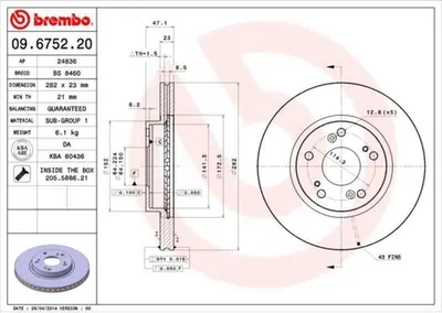 Produktbild von BREMBO Bremsscheiben (2 Stück) Vorderachse 09.6752.20
