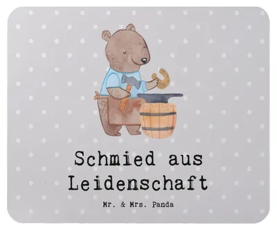 Produktbild von Mr. & Mrs. Panda Mouse Pad Schmied Leidenschaft - Grau Pastell - Geschenk, pc mousepad, Mauspad, laptop, mousematte