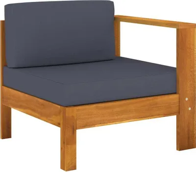 Image de The Living Store Canapé central avec 1 accoudoir gris foncé Acacia massif