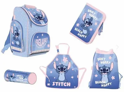 Produktbild von Schulranzen Set Disney Lilo & Stitch blau/rosa 5 Teile