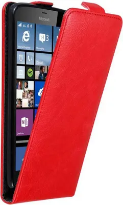 Produktbild von Cadorabo Hülle für Nokia Lumia 640 XL Schutz Hülle in Rot Flip Etui Handyhülle Case Cover
