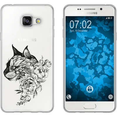 Produktbild von PhoneNatic Case kompatibel mit Samsung Galaxy A5 (2016) A510 Silikon-Hülle Floral Katze M2-1