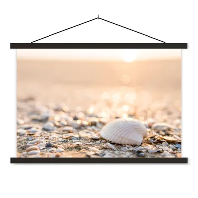 Produktbild von MuchoWow® Textilposter Muscheln - Weiß - Strand - Sommer 120x80 cm mit schwarzem Rahmen - Wanddeko