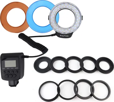 Produktbild von Ringblitzlicht, 48pcs Perlen Kunststoff Leichtes tragbares LCD -Bildschirm DSLR für Pentax Die meisten Kameras Canon Panasonic Nikon Olympus