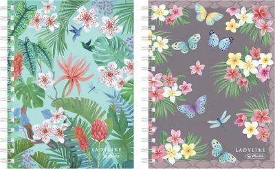 Produktbild von 2x Herlitz Spiralkladde / Spiralblock / DIN A6 / kariert / "LadyLike" / 2 Motive
