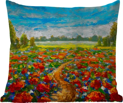 Produktbild von MuchoWow® Outdoor Kissen - Malerei - Ölfarbe - Blumen - Natur - 40x40 cm - Wetterfest - Lounge Kissen - Kopfkissen - Interieur - Polster mit Bild