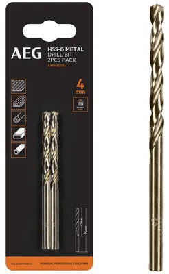 Produktbild von HSS-G Metallbohrer 4 mm, 2 Stück, AEG AAKHSSG04