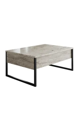 Zdjęcie produktu dla Skye Decor, Luxe - Traverten, czarny, stolik kawowy, Traverten, 100% PŁYTA POWLEKANA MELAMINĄ, 90 x 60 x 40 cm