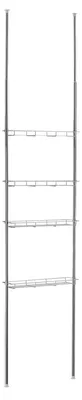 Produktbild von Duschregal PAULA, 4 offene Ablagekörbe, chrome, Teleskopstange höhenverstellbar, ausziehbar bis 280cm. Ideal für Badezimmer ohne Bohren. Inklusive Duschablage Teleskopstange