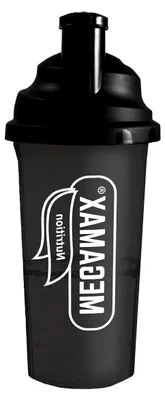 Produktbild von MEGAMAX Shaker für auslaufsichere Shakes | Trinkflasche für Proteinshakes und Krafttraining, Bodybuilding & Fitness | Mixbecher mit Pulverfach, Schraubverschluss, Messskala