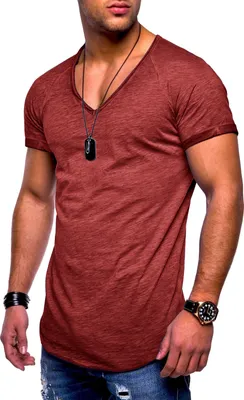 Produktbild von behype. Herren T-Shirt BHSOLIN Herren Basic Kurzarm V-Neck Oversized Shirt V-Ausschnitt