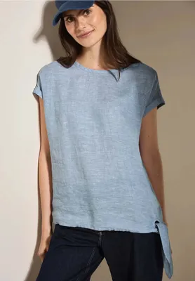 Produktbild von CECIL Shirtbluse 'Leinen Chambray-Bluse', B345419, chambray forever blue, Gr. XL