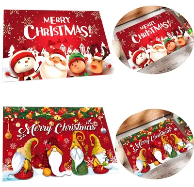Weihnachtsdeurmat 2 Stk, 40x60 cm, saugfähig, rutschfest, waschbar
