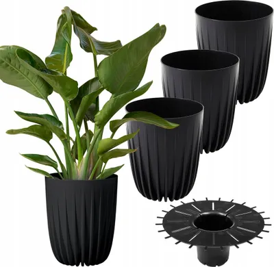 Zdjęcie produktu dla Lamela zestaw 3 doniczek | Mira | ECO | Czarny | 25 cm