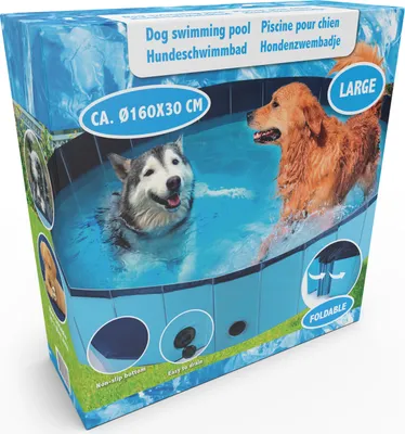 Produktbild von maxxpro Hundepool 160 x 30 CM - Große Hunderassen - Faltbar - Anti-Rutsch-Boden - mit Entleerungsventil - Blau