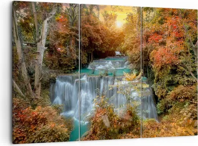 Produktbild von Bild auf Leinwand - Leinwandbild - Park Wasserfall Wasser - 105x70cm - Wand Bild - Wanddeko - Leinwanddruck - Bilder - Kunstdruck - Wanddekoration - Leinwand bilder - Wandkunst - CE105x70-3995