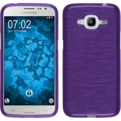 Produktbild von PhoneNatic Case kompatibel mit Samsung Galaxy J2 (2016) (J210) - lila Silikon Hülle brushed Cover