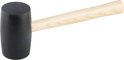Produktbild von Gummihammer mit 65mm Schlagfläche aus Gummi und 34cm langem Holzgriff