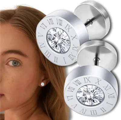 Produktbild von Ohrstecker für Herren und Damen, Chirurgenstahl, Silber mit Zirkon