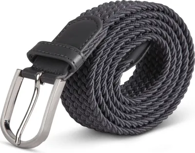 A close-up studio shot of a braided elastic belt.