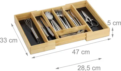 Immagine prodotto di Portaposate regolabile in bambù, MDF nero