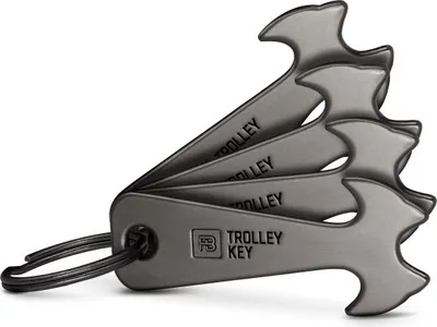 Produktbild von FABACH 4 x Black Trolley Key Einkaufswagenlöser - Ersetzt Einkaufswagenchip, Einkaufschip - Schlüsselanhänger aus Metall für Key Organizer und Schlüsselbund - Kein Steckenbleiben im Einkaufswagen