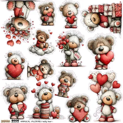 Zdjęcie produktu dla NAKLEJKI ScrapLove Dekor Stickers - Whimsical Valentines Teddy Bear 1