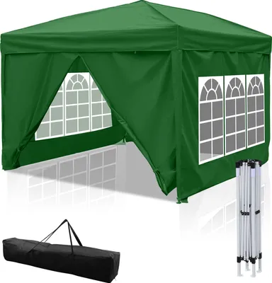 Immagine prodotto di Aopunly gazebo pieghevole 3 x 3m gazebo pieghevole da giardino, protezione UV 50+ gazebo e tendoni per feste con 4 lati verde