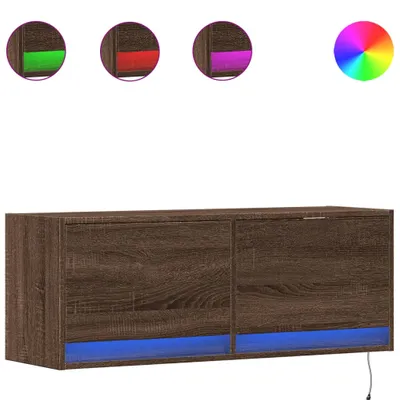 Zdjęcie produktu dla vidaXL Szafka ścienna pod TV z oświetleniem LED w kolorze dębu 100x31x35 cm