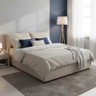 Productafbeelding van Amelinda - Tweepersoonsbed, Beige, Inclusief Matras Italy