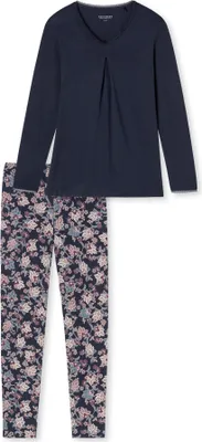 Produktbild von Schiesser schlafanzug pyjama schlafmode bequem Feminine Floral Comfort Fit dark blue 46