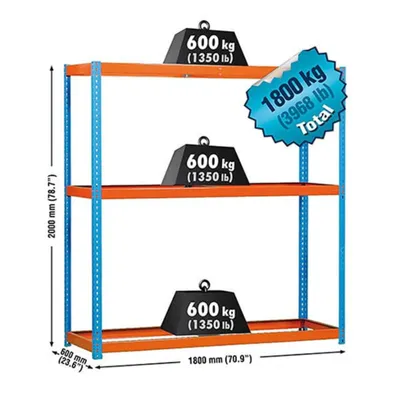 Produktbild von Simonrack Schwerlastregal SIMONFORTE 1806-3 450100045201860 orange, blau 180,0 x 60,0 x 200,0 cm