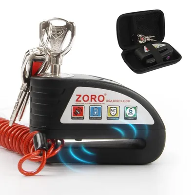 Image de Cadenas de frein avec alarme 130 dB, étanche, pour moto, vélo, scooter (épaisseur 6 mm)