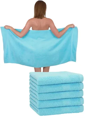 Produktbild von Betz 6 Stück Duschtücher 70 x 140 cm PREMIUM 100% Baumwolle Liegetuch Strandtuch   Farbe: türkis
