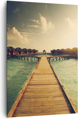 Produktbild von Bild auf Leinwand - Leinwandbild - Einteilig - Malediven Ferienhäuser Wasser - 70x100cm - Wand Bild - Wandbilder - Leinwanddruck - Wanddekoration - Leinwand bilder - Wandbild - PA70x100-4951