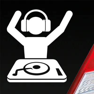 Produktbild von Auto Aufkleber DJ MUSIKER DISCO Motorrad Roller LKW 10x11 cm Weiss Glanz Sticker Heckscheibenaufkleber