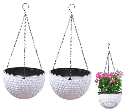 Image de Omgoods - Lot de 2 pots suspendus pour plantes, avec trous de drainage