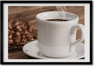 Produktbild von Bild - Bilder - Bilderrahmen - 70 cm x 50 cm - MDF-Rahmen, Wandkunst Tasse Kaffee