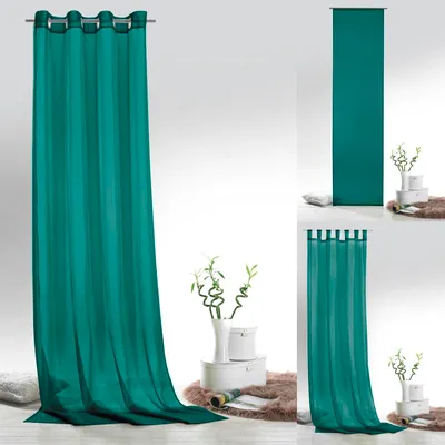 Produktbild von heimtexland ® Vorhänge Voile einfarbig Schiebegardine Ösenschal Schlaufenschal Gardine Typ418 Petrol Schiebegardine HxB 245x60 cm