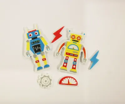 Immagine prodotto di 30 adesivi - Schiuma EVA - Robot - Glitter
