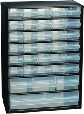 Produktbild von raaco Kleinteilemagazin Breite 306 x Tiefe 150 x Höhe 420mm 34 Schubladen mit Aufhängeloch Stahlgehäuse / PP - 132091  CABINET C 34